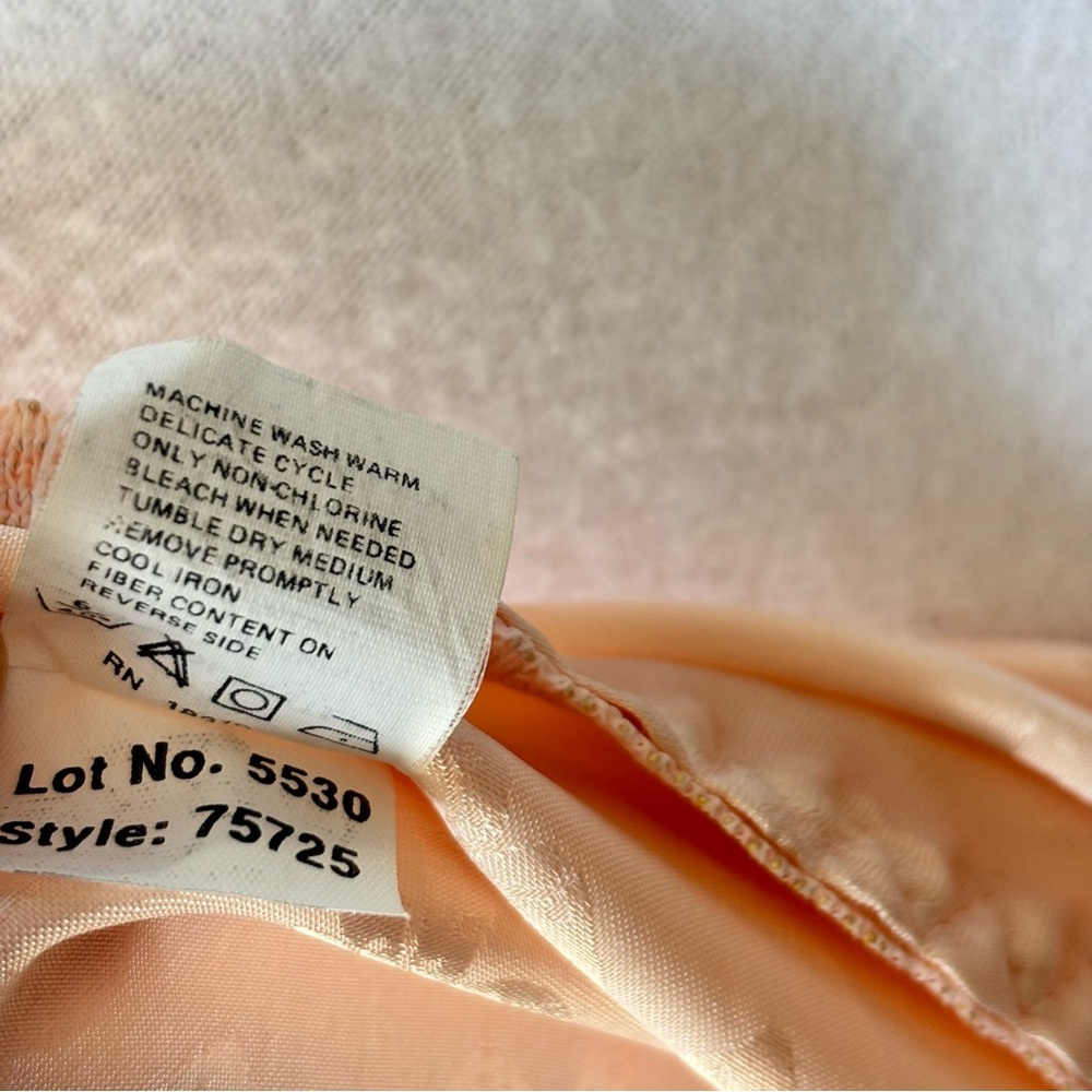 Vintage 80s Barbizon Silk Long Skirt Womens Large Blush Pink Coquette Bows Lace - Picture 12 of 12